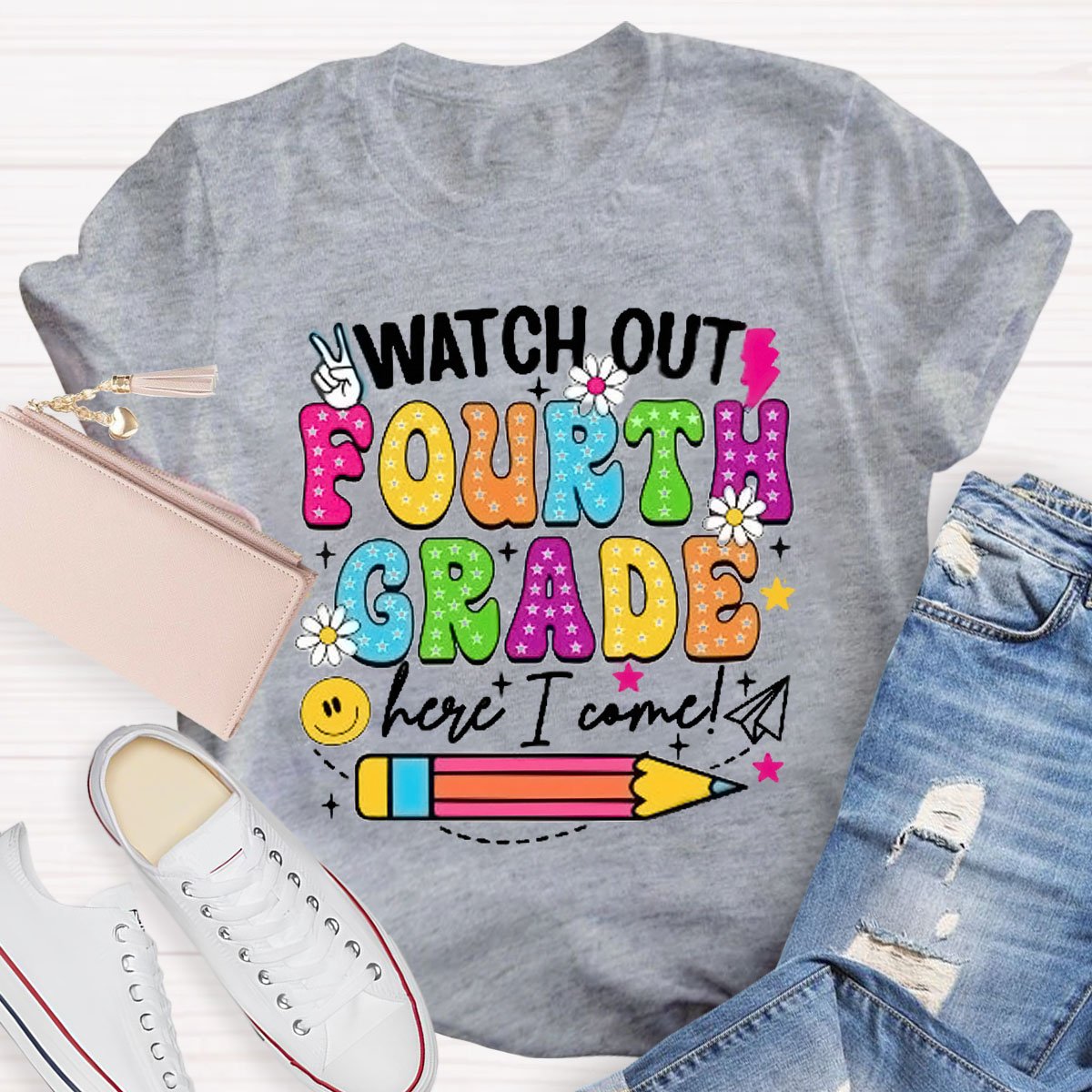 Personalized Design Teachers Grade With Flowers T-Shirt