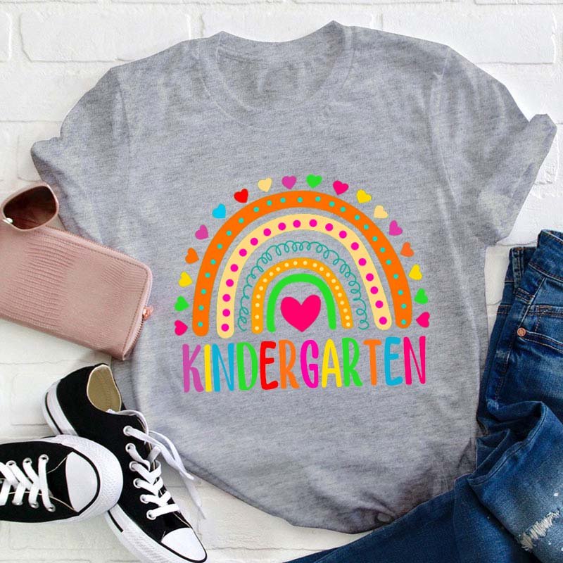 Personalized Colorful Heart Rainbow Teacher T-Shirt