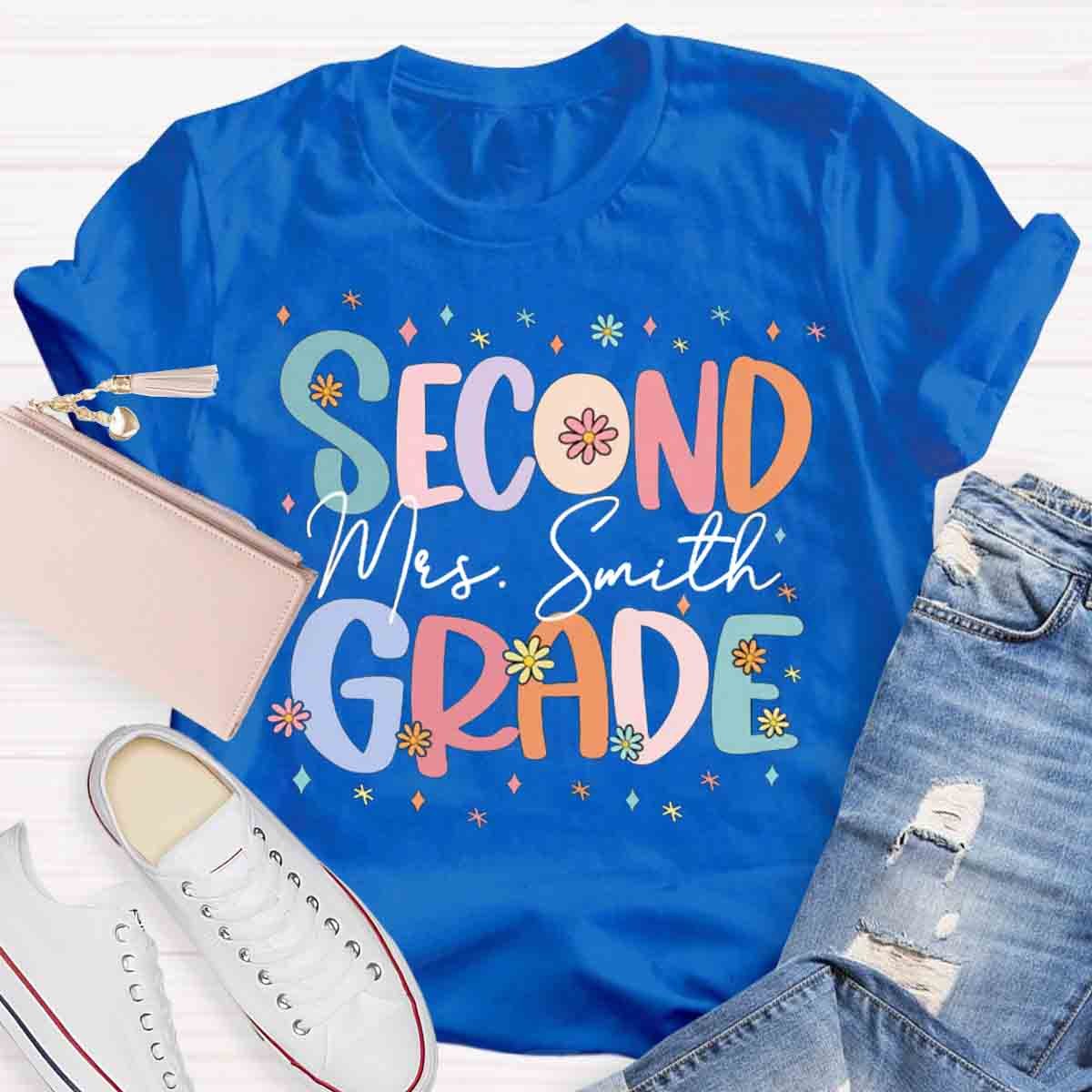 Personalized Cute Flower Collage Design Teacher T-Shirt