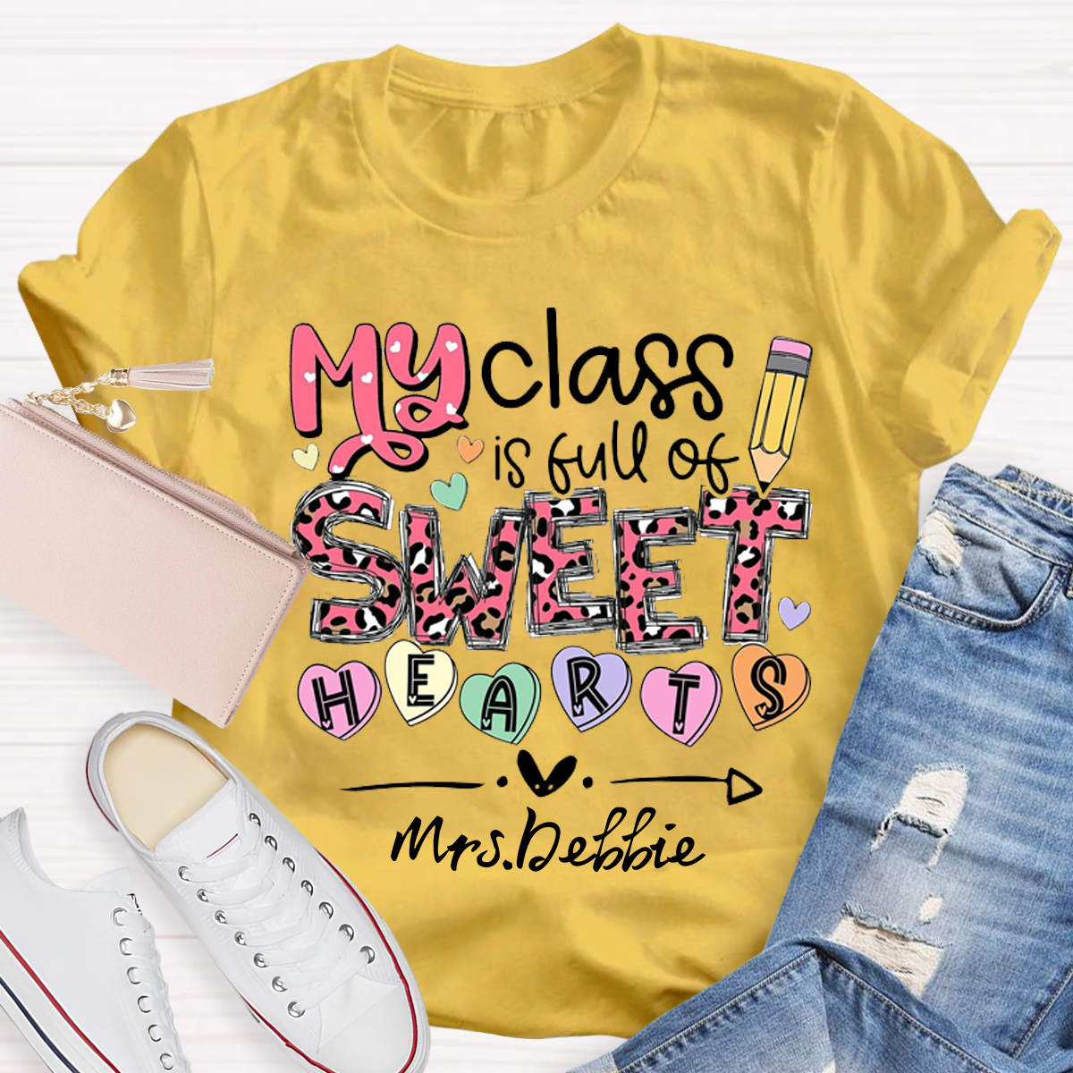 Personalized Name My Classroom Is Full Of Sweet Hearts T-Shirt