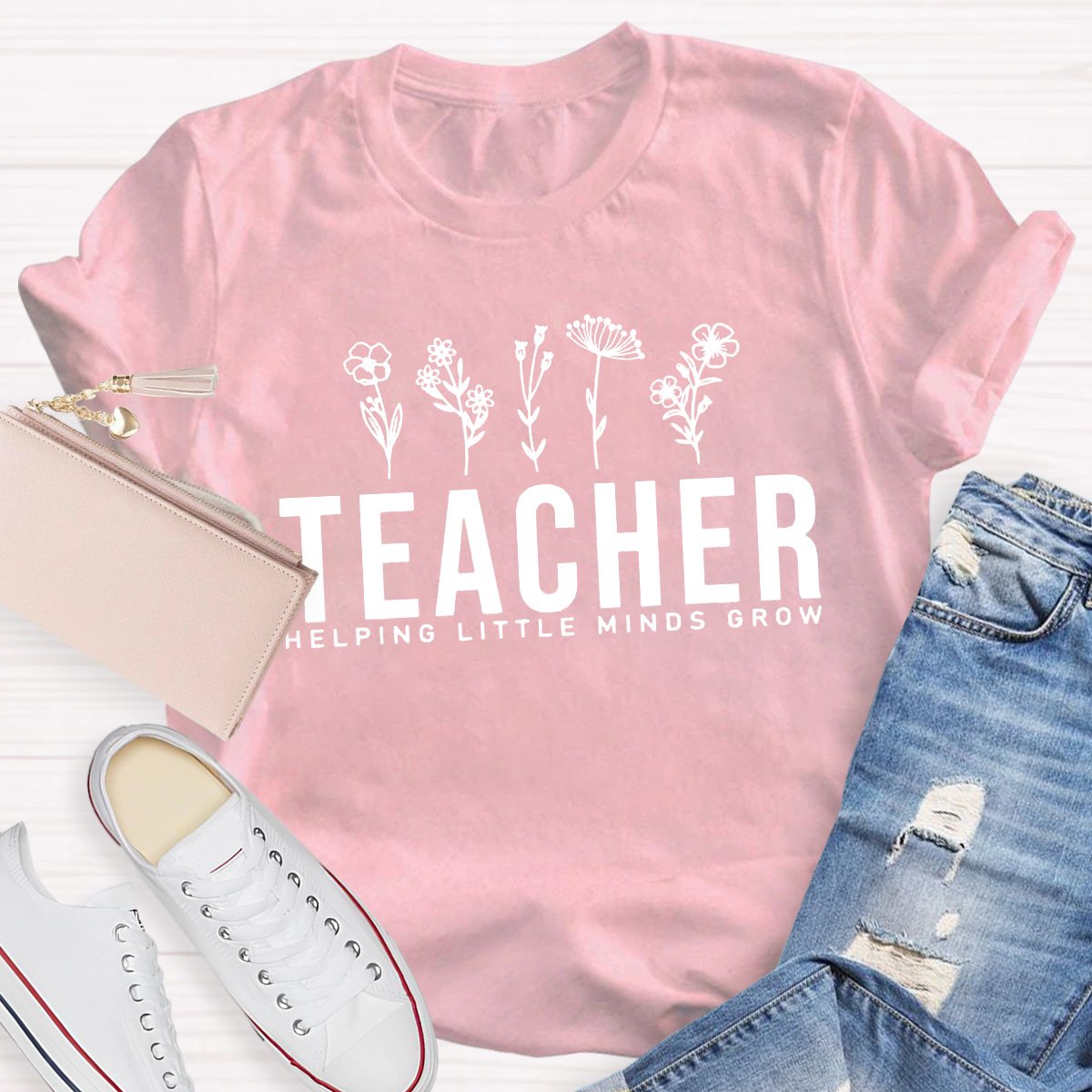 Teacher Helping Little Minds Grow Teacher Shirt