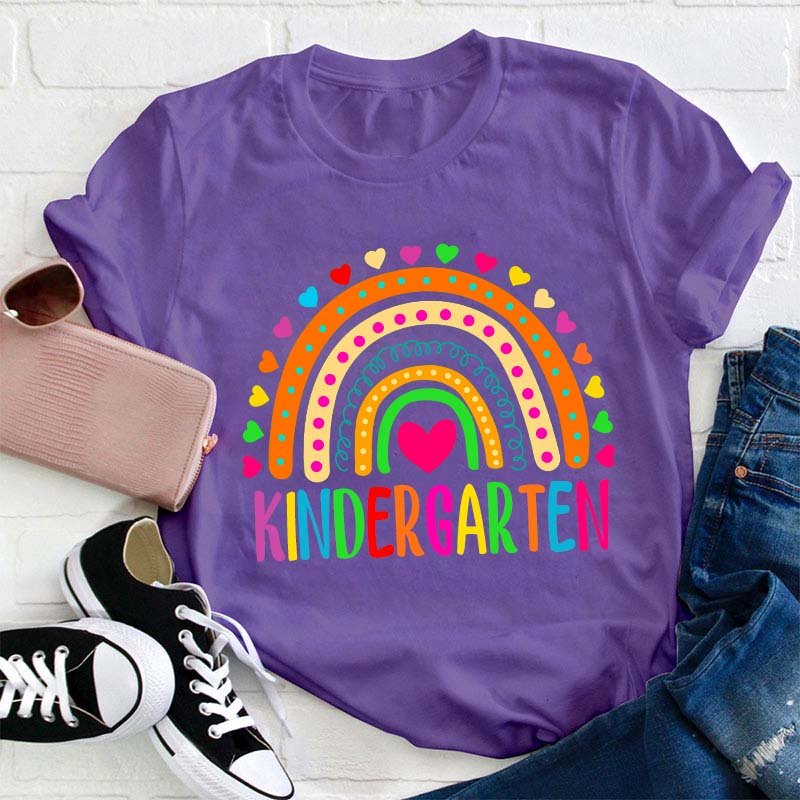 Personalized Colorful Heart Rainbow Teacher T-Shirt