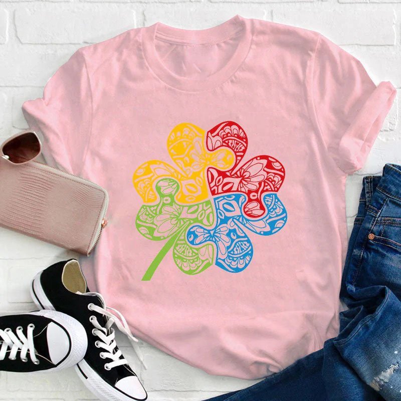 Puzzle Clover Teacher T-Shirt