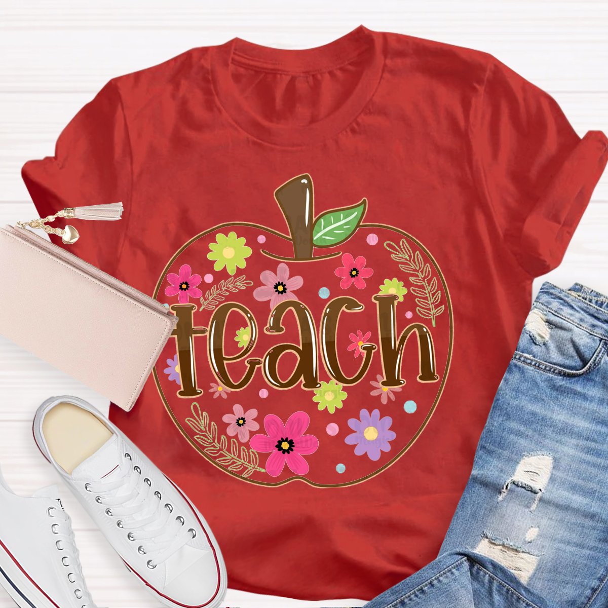 Apple Flowers Teachers T-Shirt