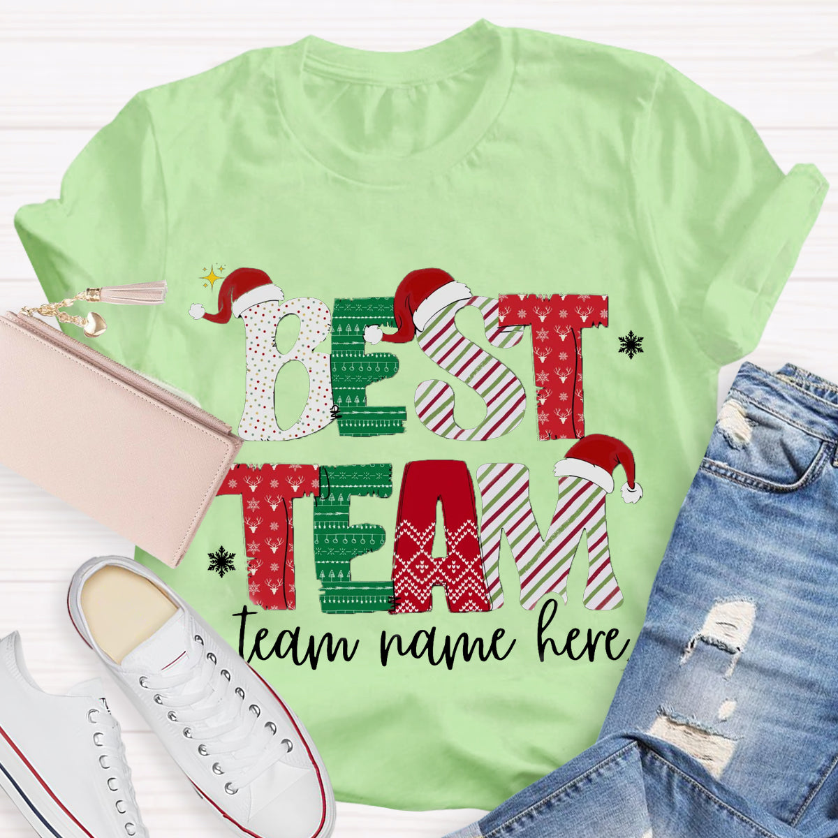 Personalized Team Name Christmas Best Team Ever T-Shirt