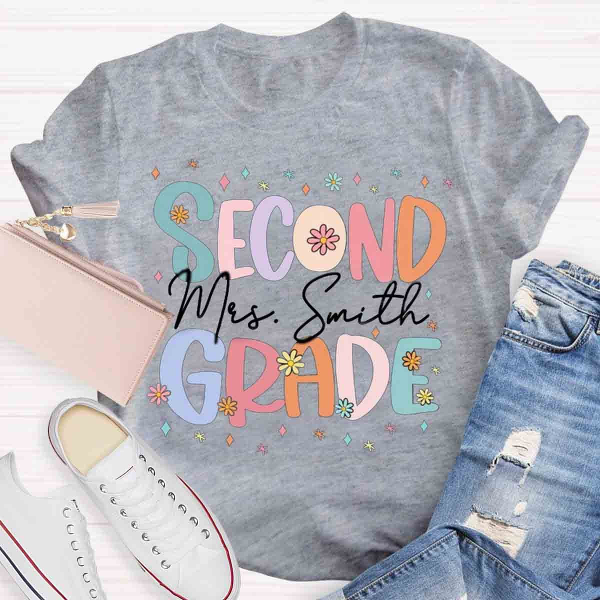 Personalized Cute Flower Collage Design Teacher T-Shirt