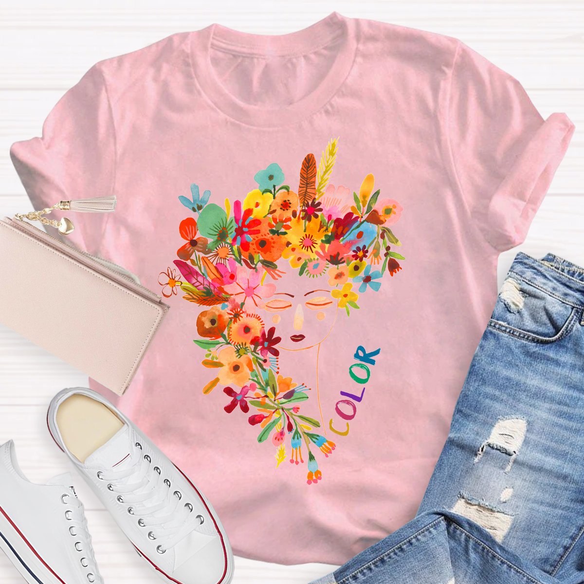 Art Teachers Colorful Print T-Shirt