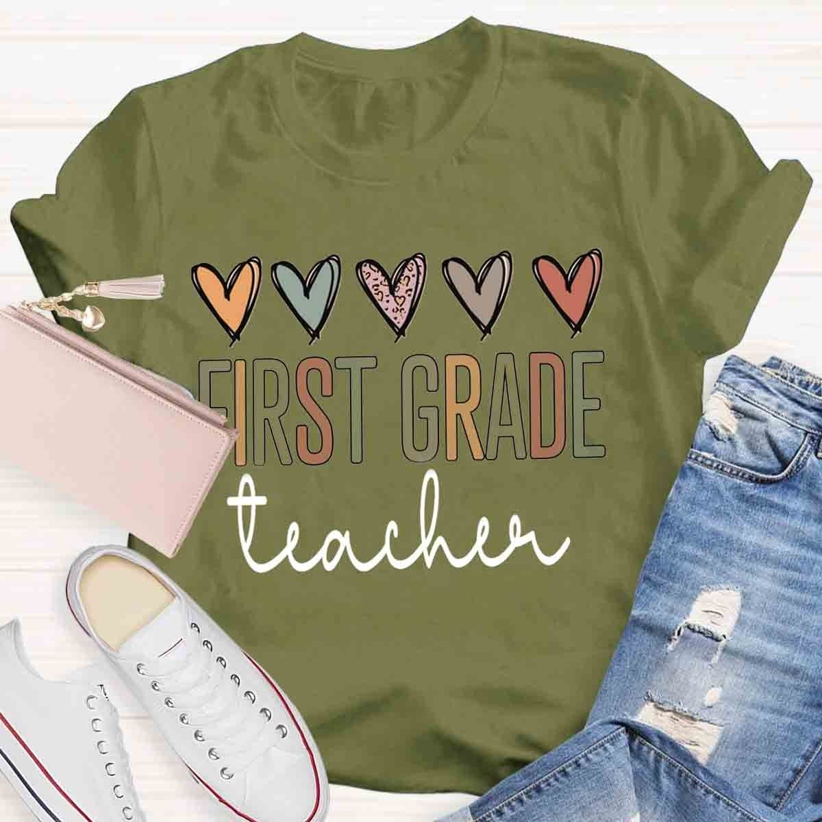 Personalized  Grade Heart Print T-Shirt