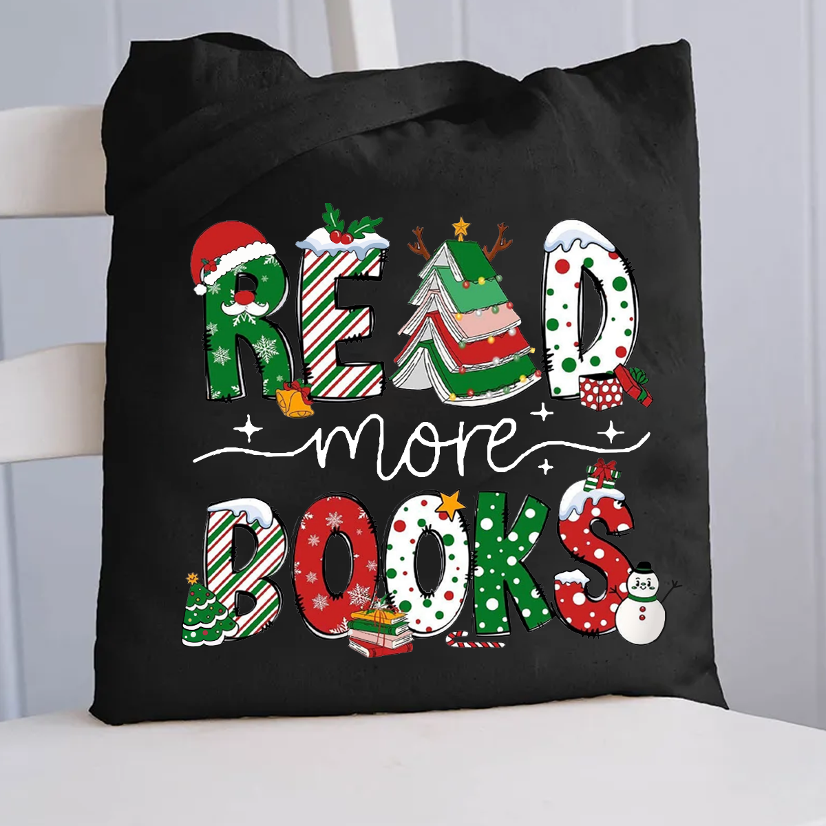 Christmas Read More Books Canvas Tote Bag