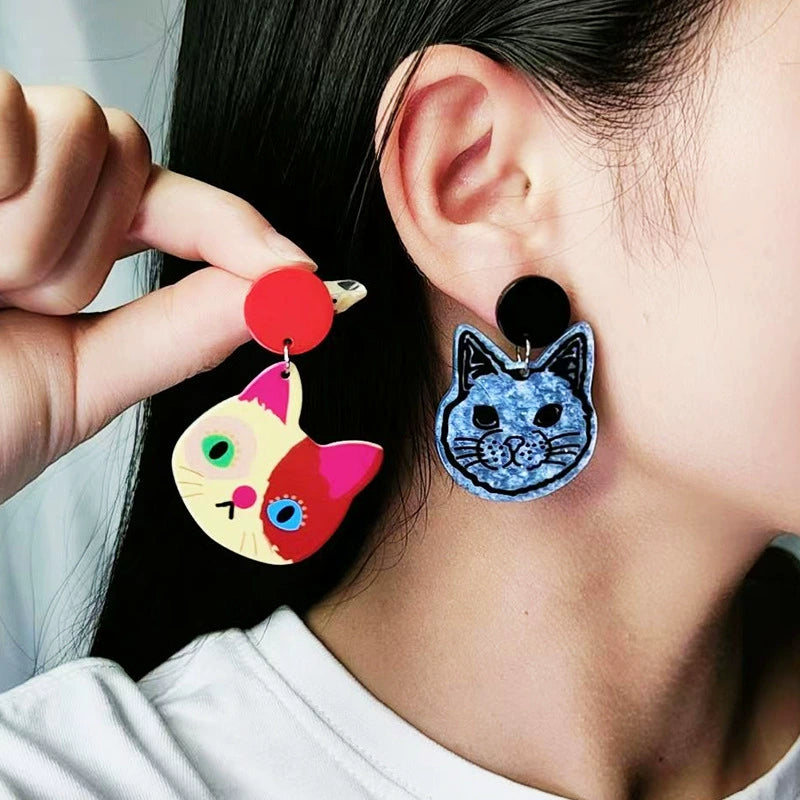 Art Cartoon Cat Acrylic Earrings