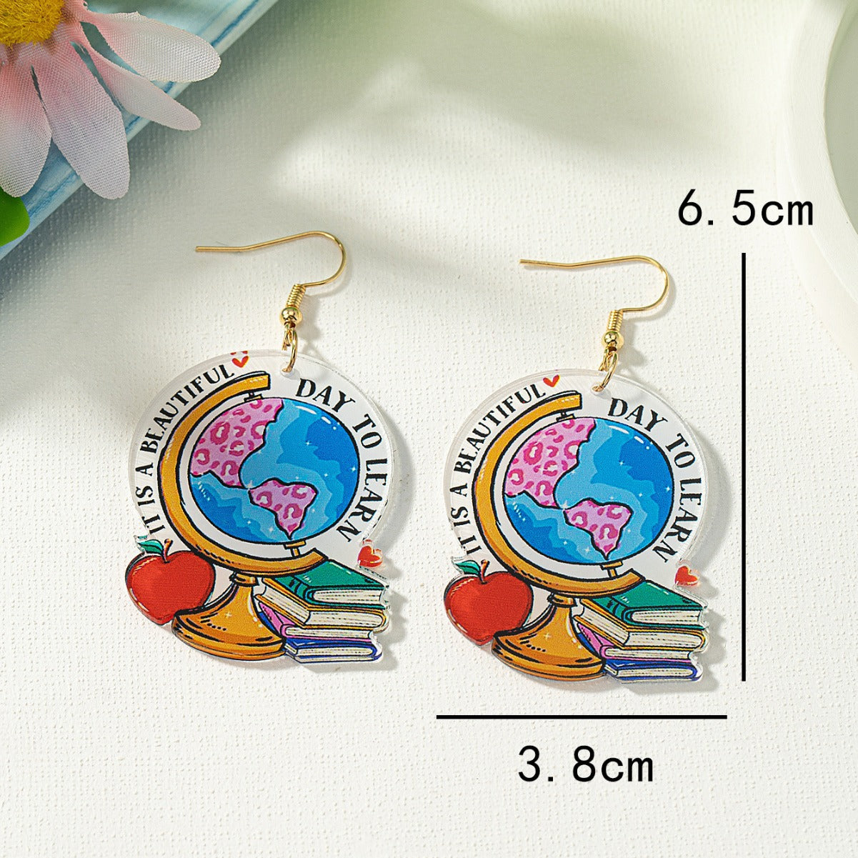 Book Globe Love Reading Earrings