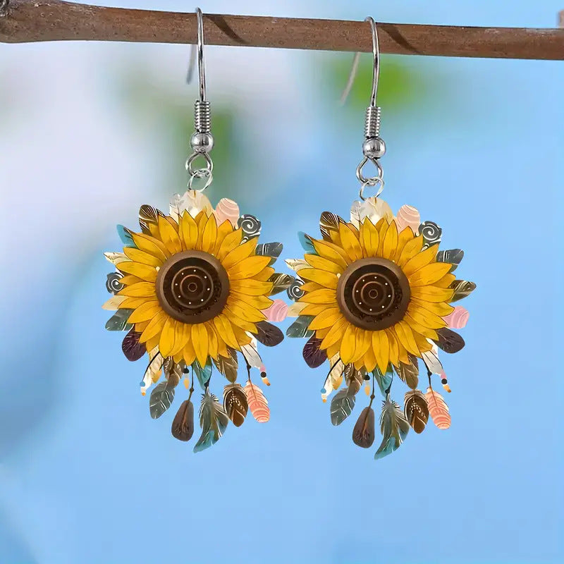 Hopeful Sunflower Acrylic Earrings