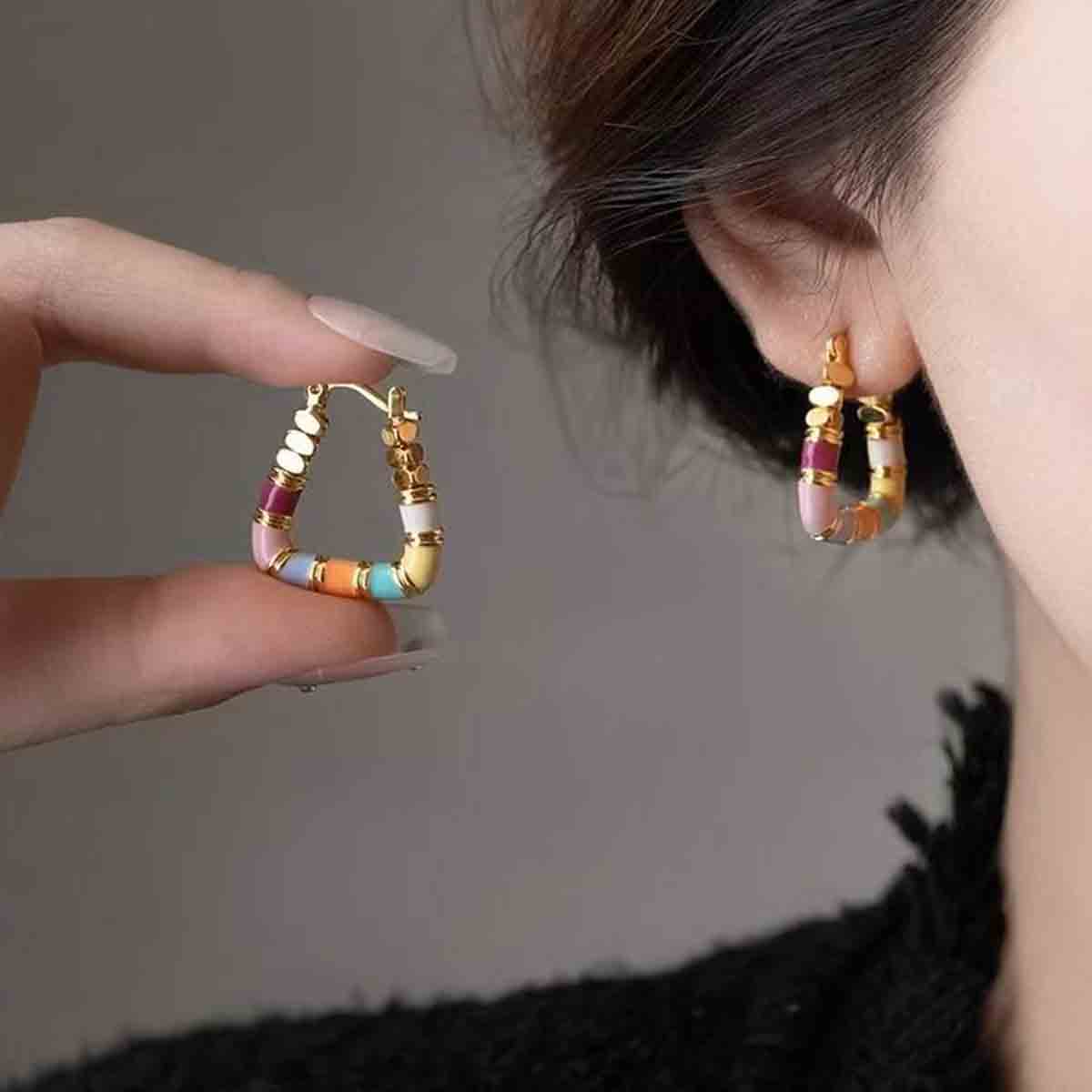 Colorful Enamel Geometric Dopamine Earrings