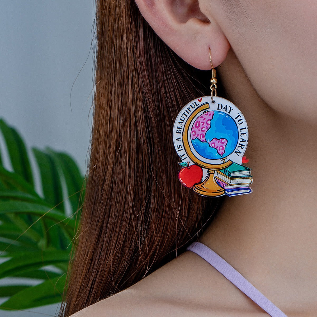 Book Globe Love Reading Earrings