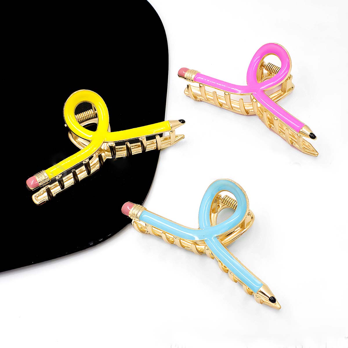 Colorful Pencil Shaped Shark Teacher Hair Clip
