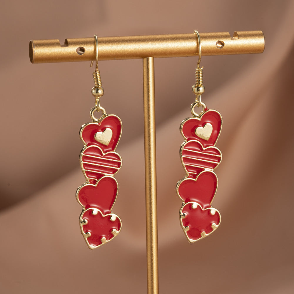 Red Love Heart Valentine's Day Earrings