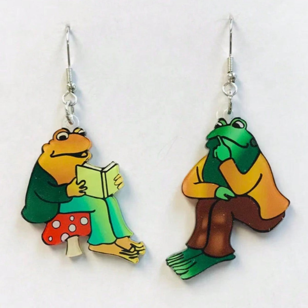 Asymmetrical Ab-Side Reading Frog Acrylic Earrings