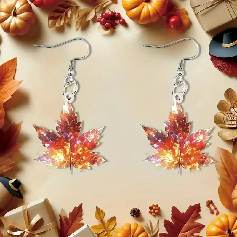 Acrylic Maple Leaf Earrings