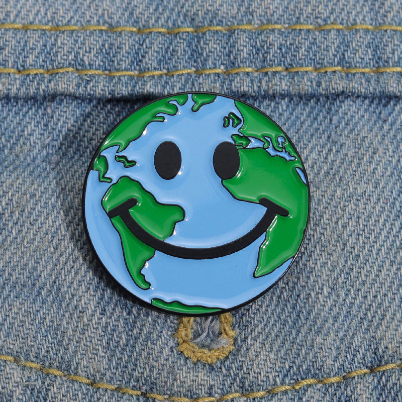 Earth Day Smiley Face Brooch