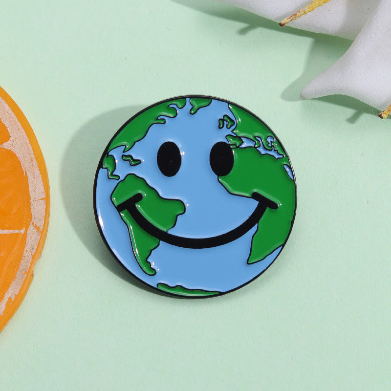 Earth Day Smiley Face Brooch