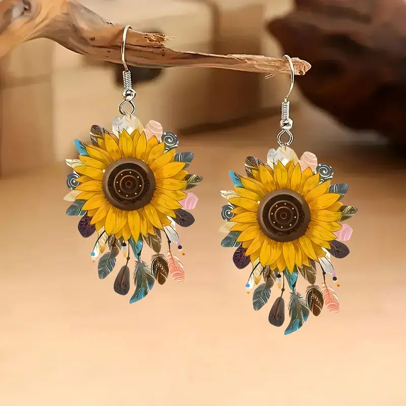 Hopeful Sunflower Acrylic Earrings