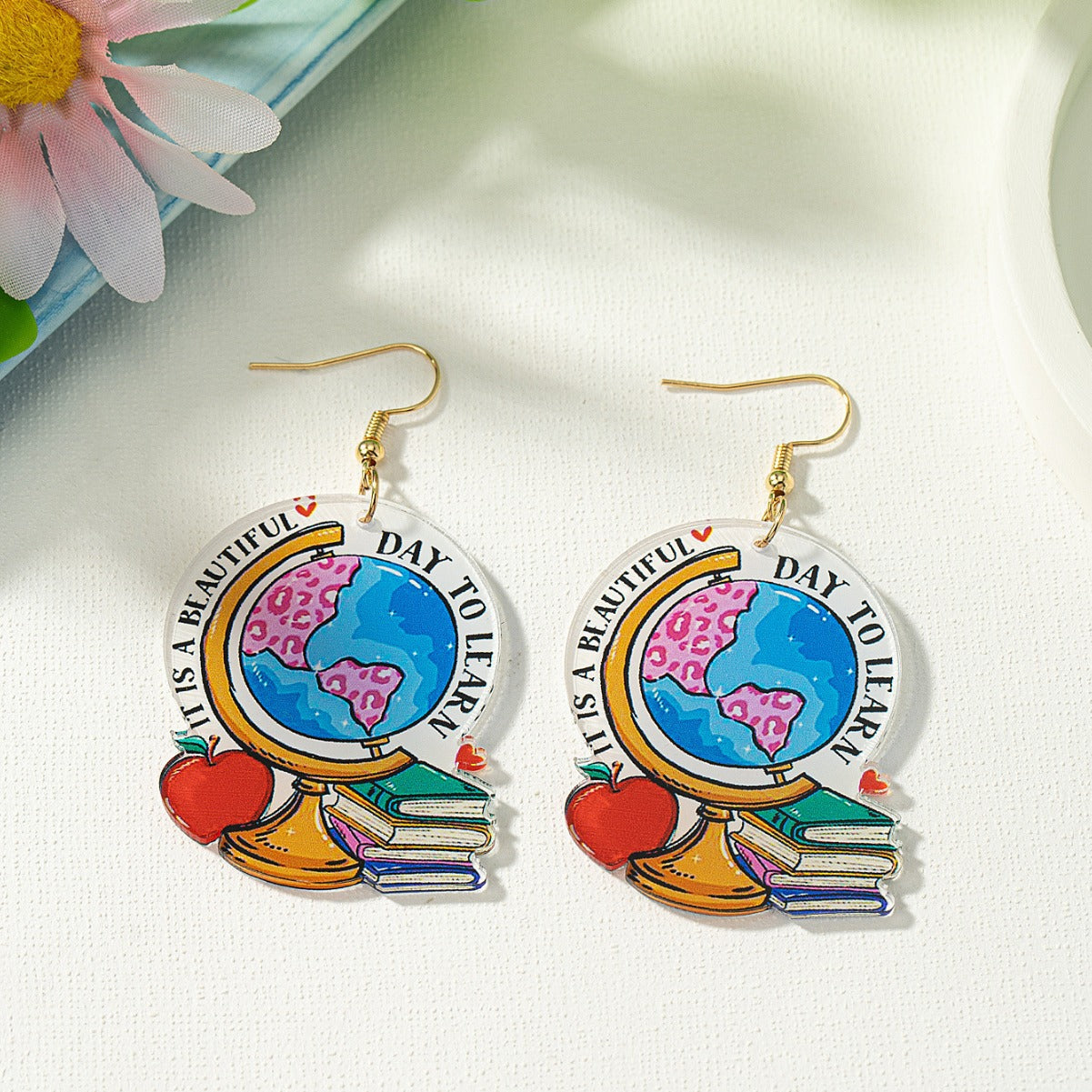 Book Globe Love Reading Earrings