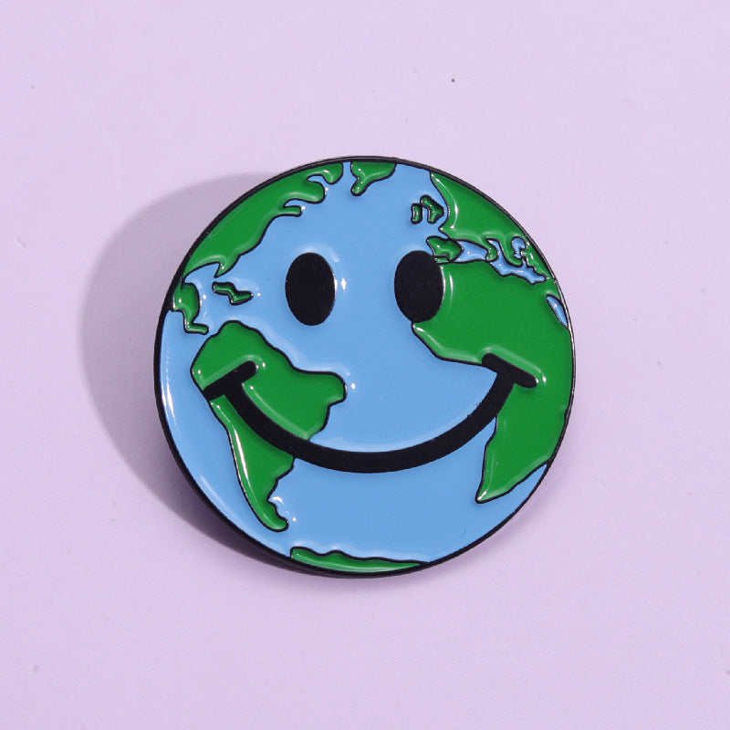 Earth Day Smiley Face Brooch