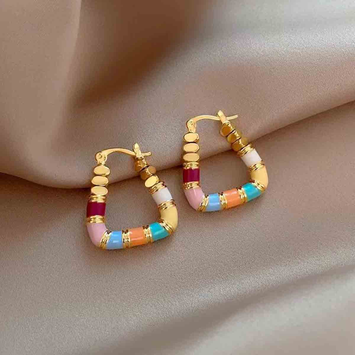 Colorful Enamel Geometric Dopamine Earrings