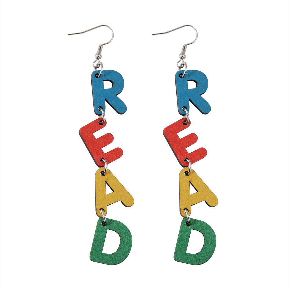 Colorful letter READ earrings