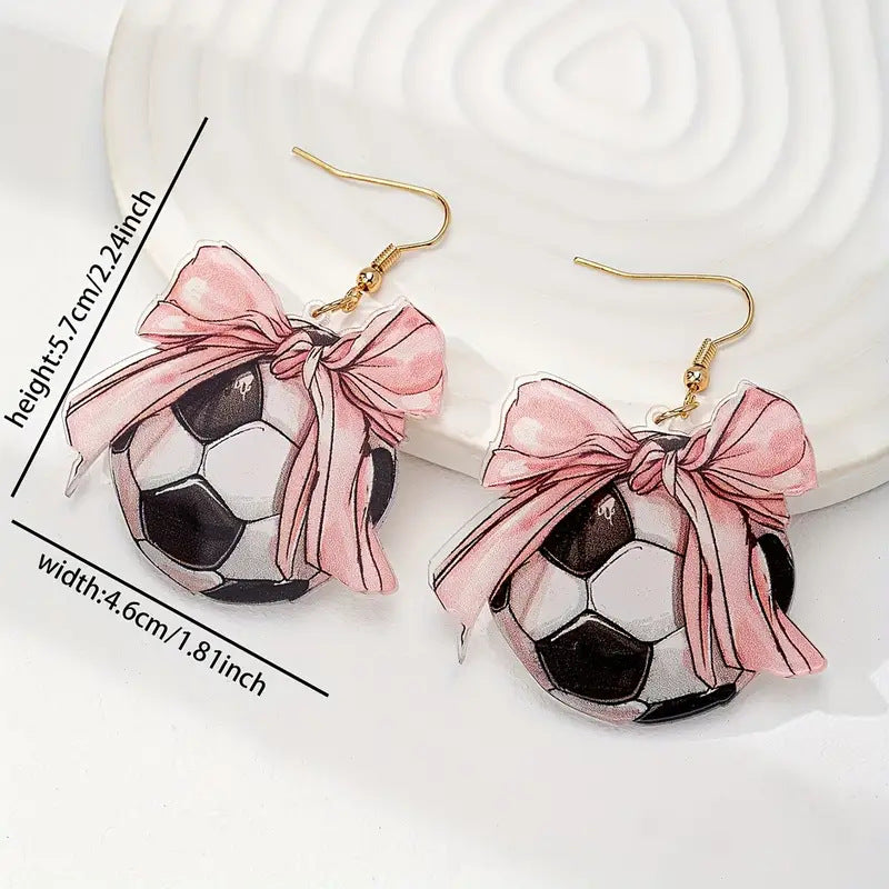 Super Bowl Football Leopard Bow Acrylic Earrings