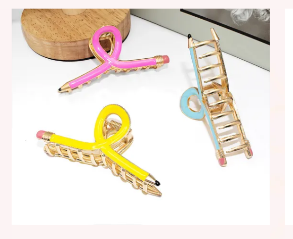 Colorful Pencil Shaped Shark Teacher Hair Clip