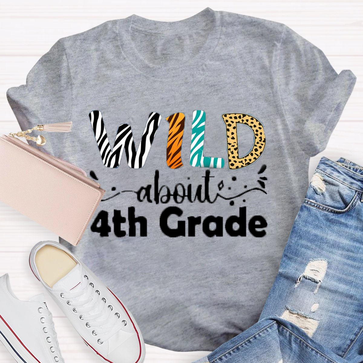 Personalized Grade Wild About 4th Grade Back To School Teacher Shirt