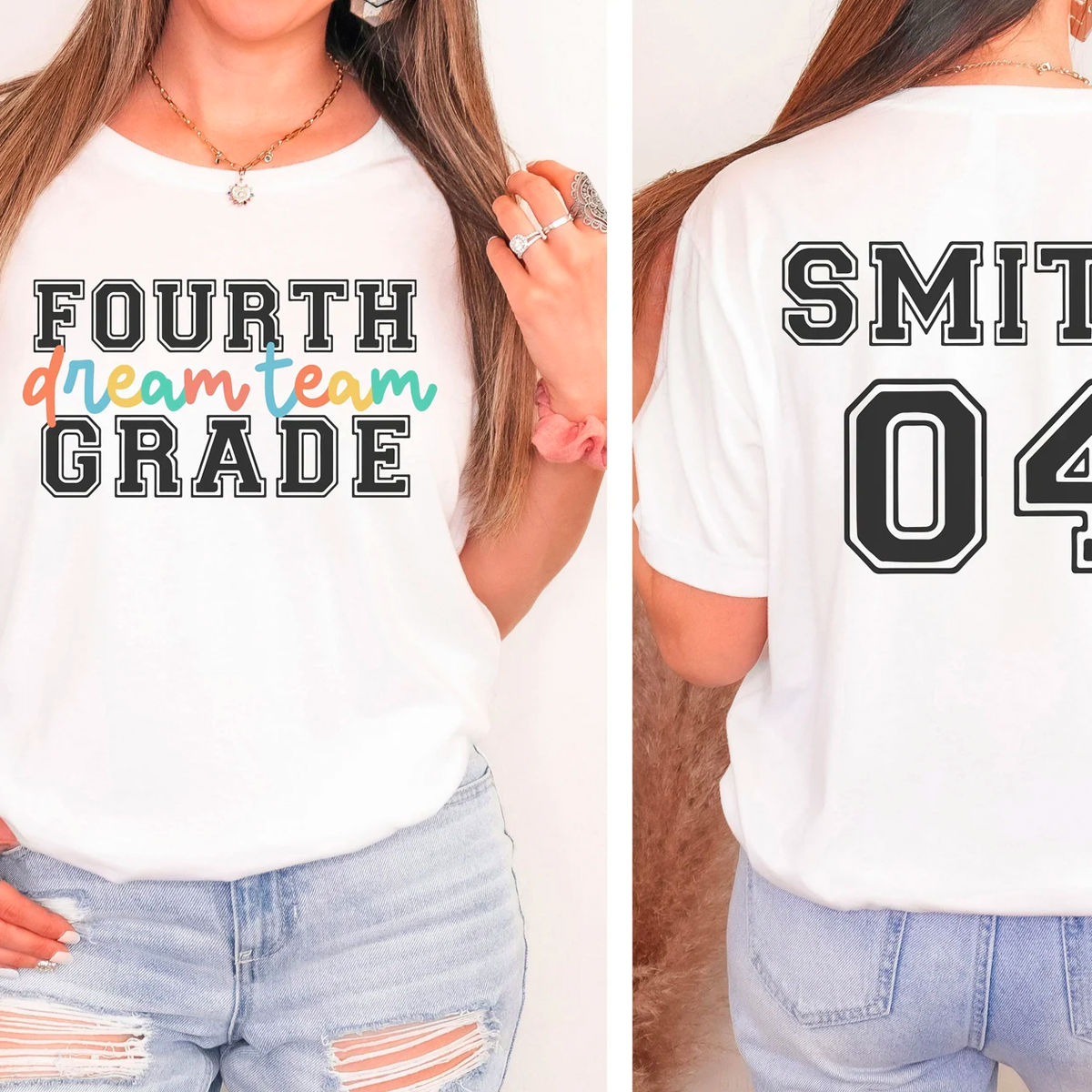 Personalized Your Grade Number And Name Teacher Back to School T-Shirt