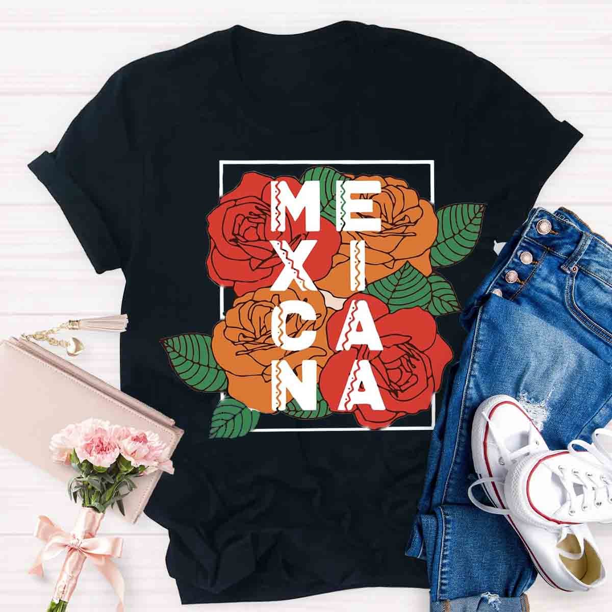 Rose Flower Mexicana Teacher T-Shirt