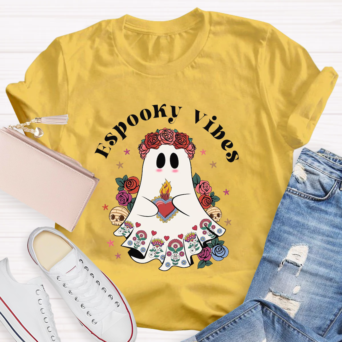 Espooky Vibes Mexican Ghost Halloween T-Shirt