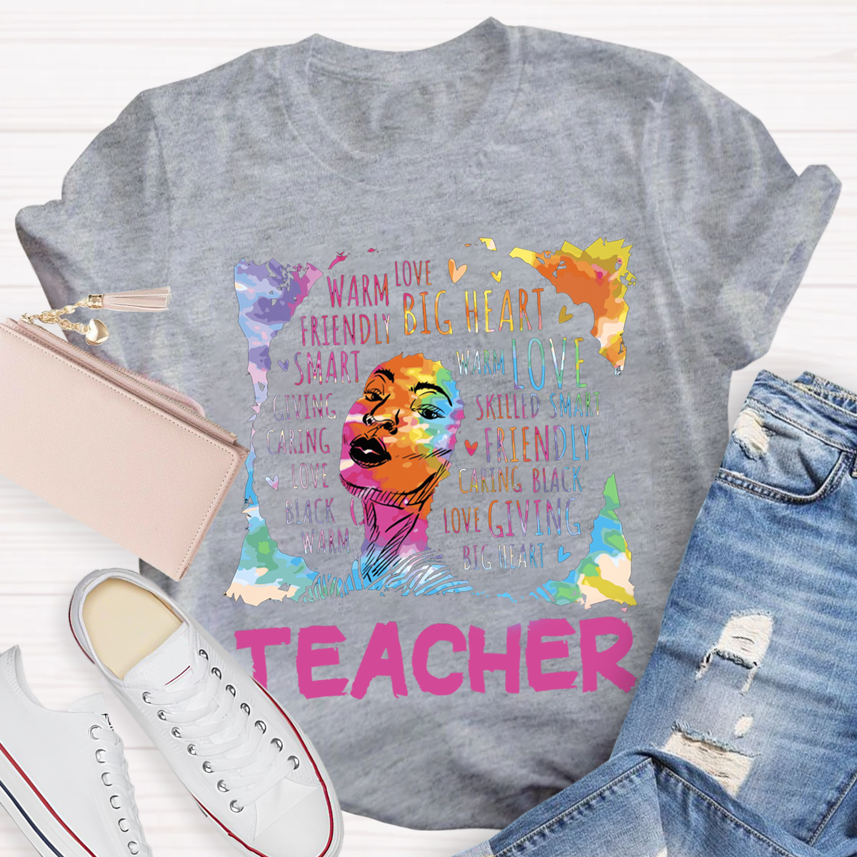 Crew Neck Black Teacher Casual T-Shirt