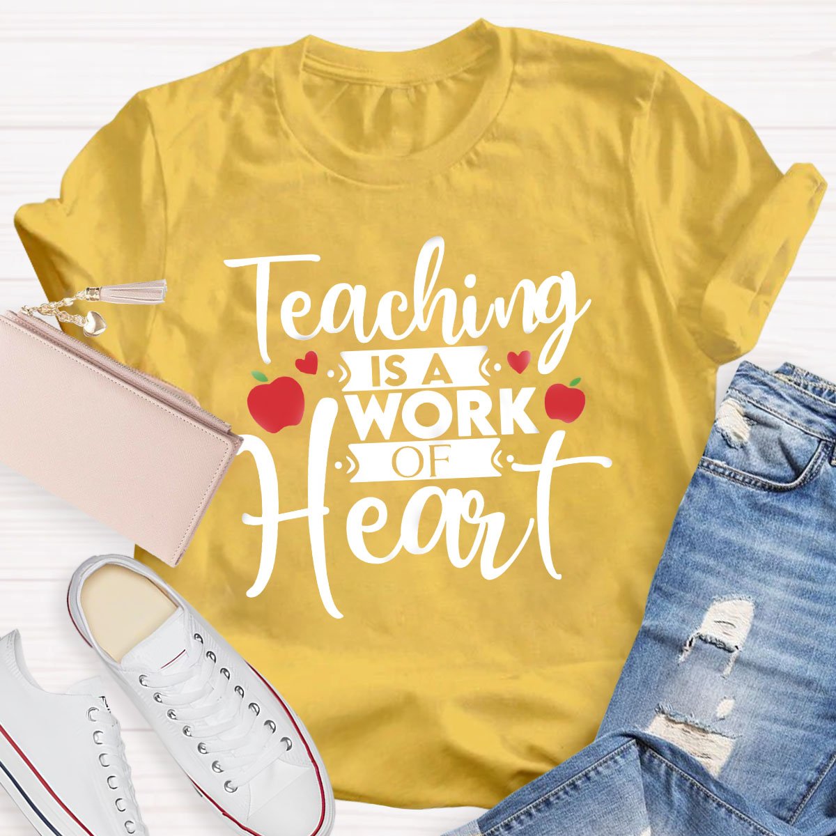 Teacher Art Teaching Is A Work Of Heart T-Shirt