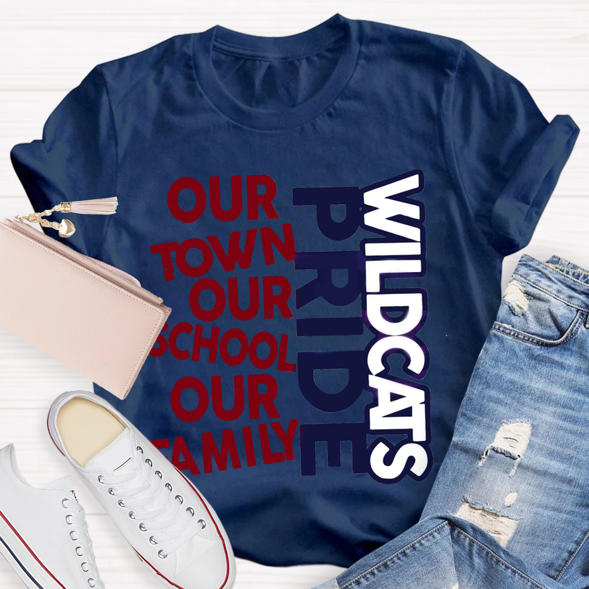 Personalized School Mascot Pride Our Town Our School Our Family Teacher T-Shirt