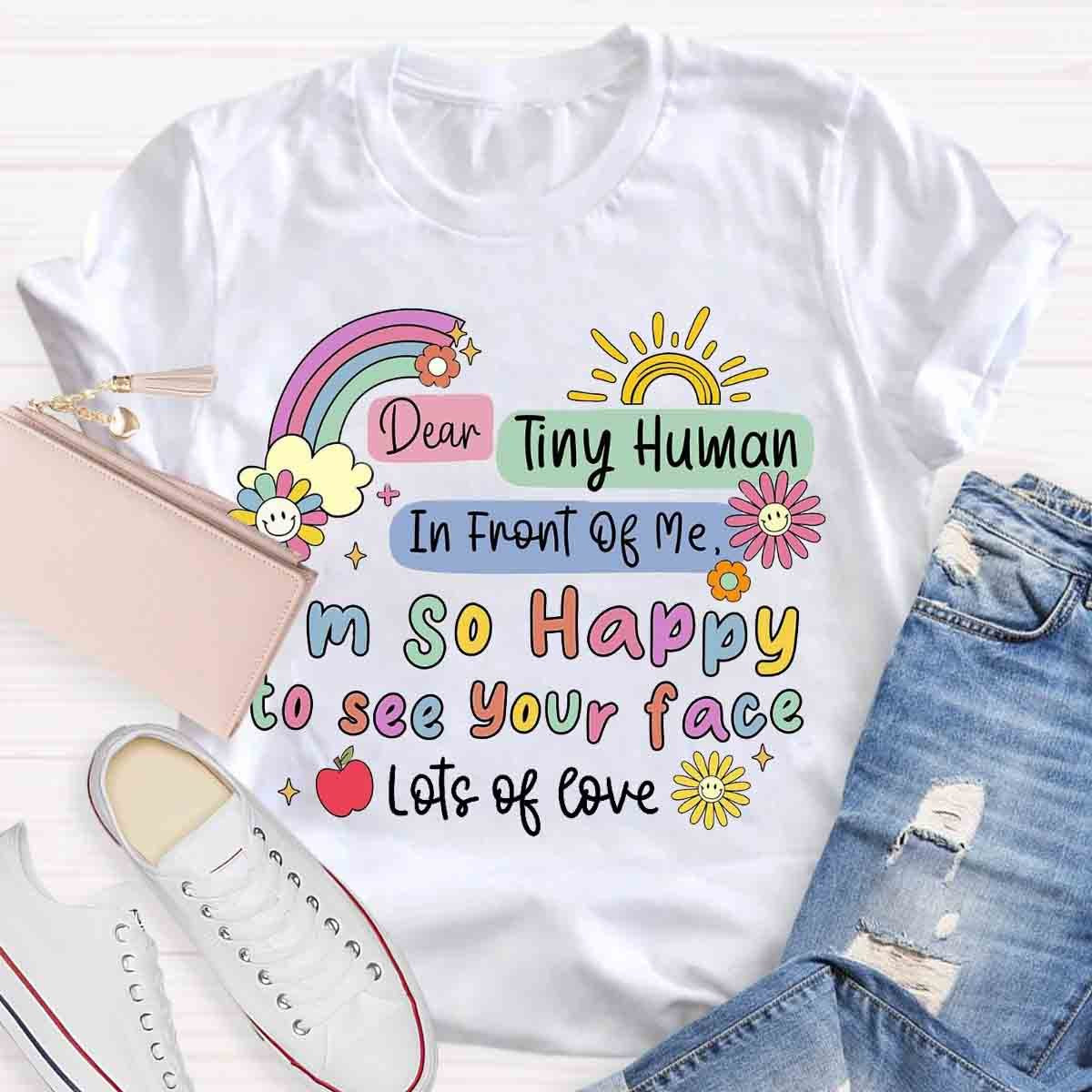 So Happy To See Your Face Teacher Casual Print T-shirt