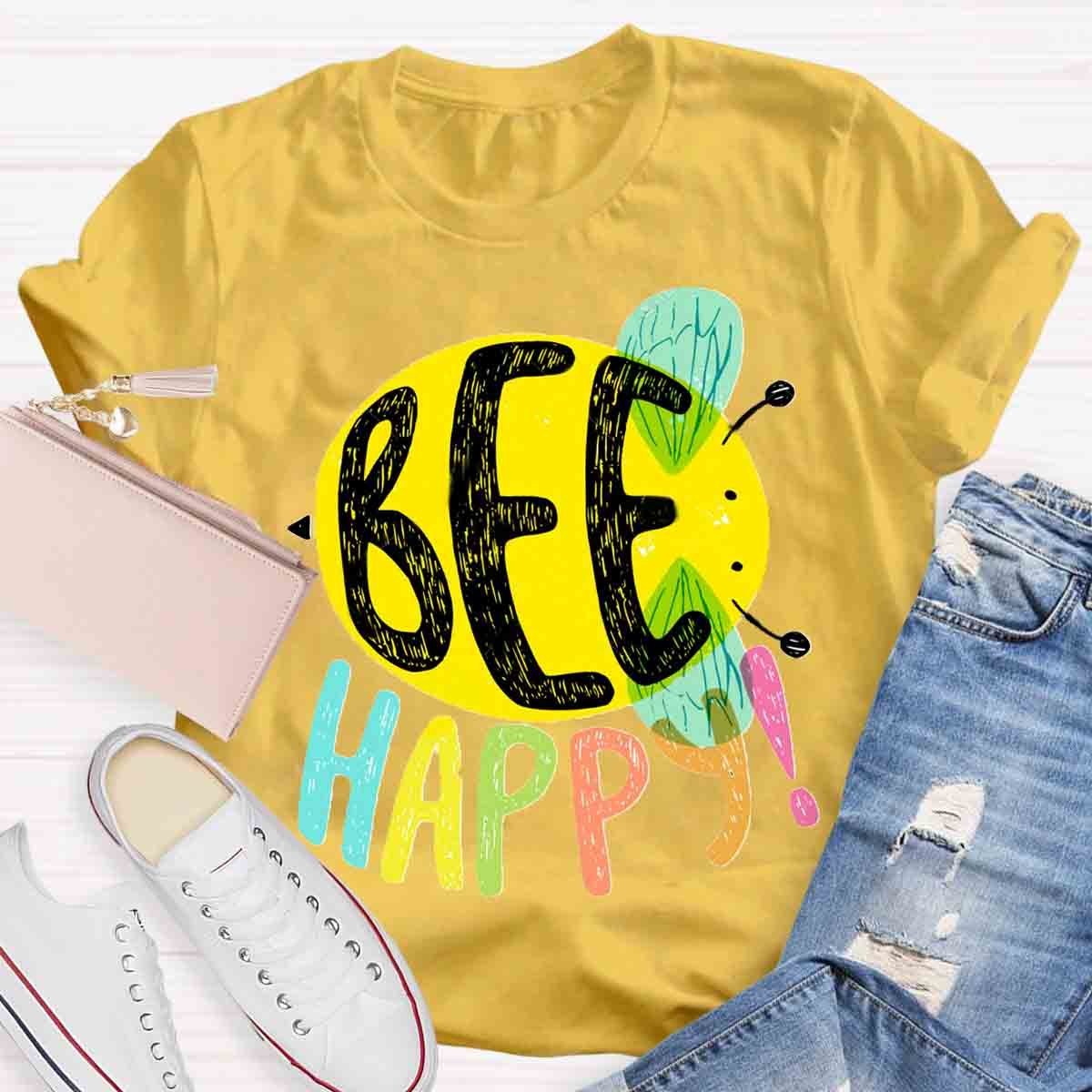 Bee Happy Cute Teacher T-Shirt