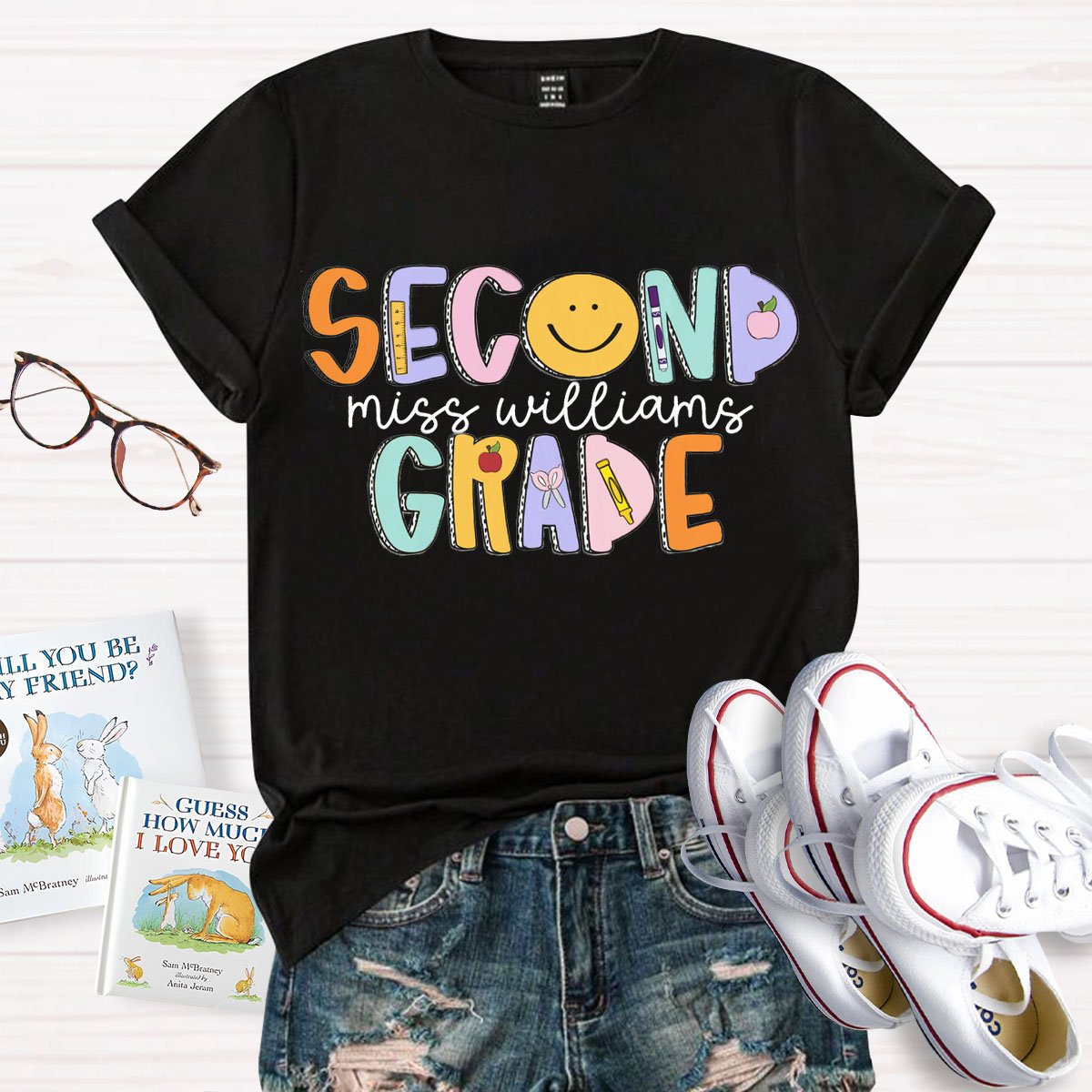 Personalized  Grade And Name Back to School T-shirt