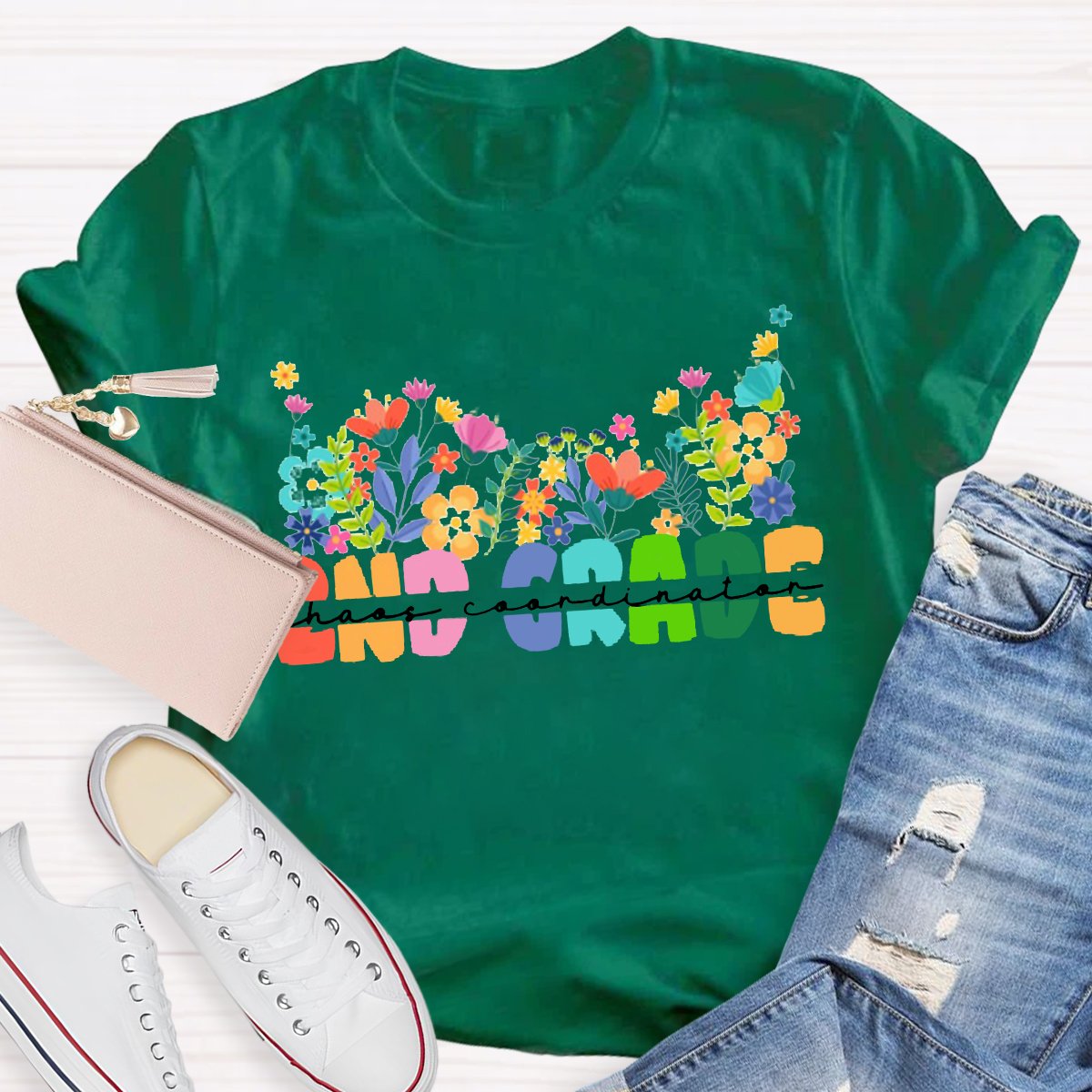 Personalized Colorful Flower Teacher Shirt