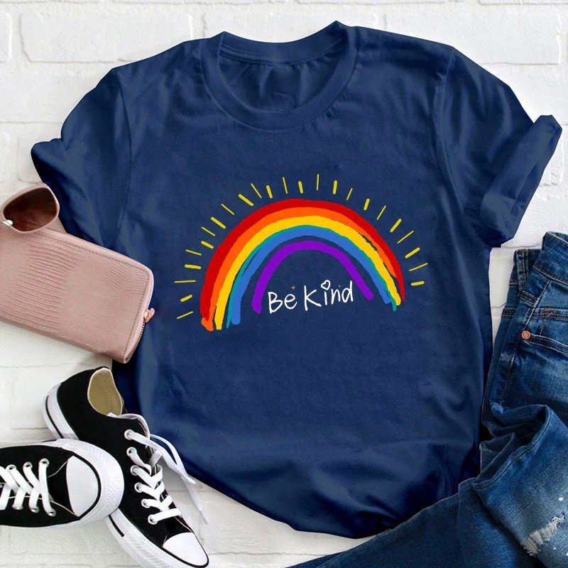 Be Kind Rainbow Stripe  T-Shirt