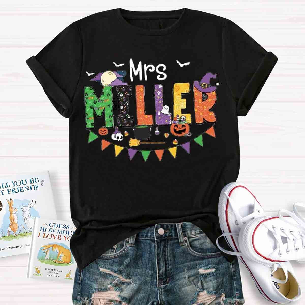 Personalized Name Halloween Spooky Teacher Shirt