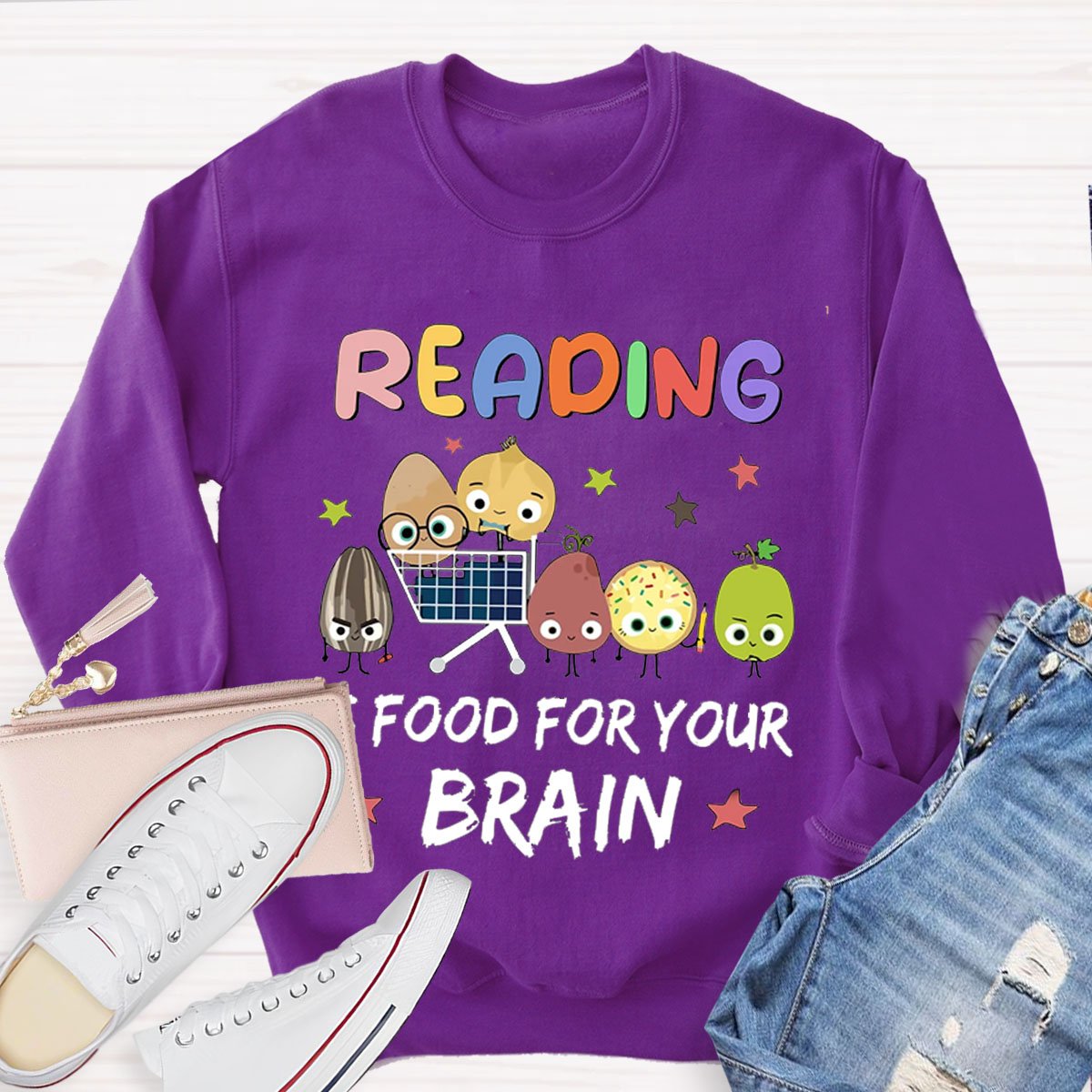 Reading Is Food For Your Brain Teacher Sweatshirt