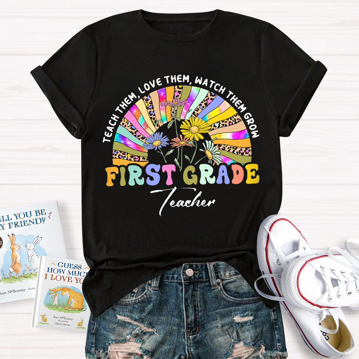 Personalized Name And Grade Teach Them Love Them Watch Them Grow And Back to School Teacher T-shirt