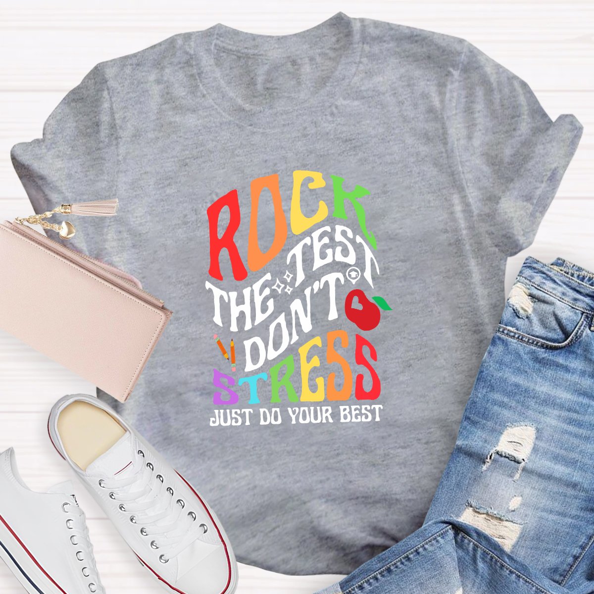 Rock The Test Don't Stress Teacher Shirt