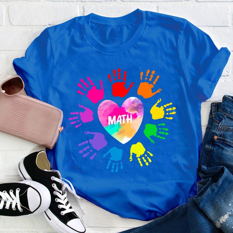 Personalized Colorful Hands Teacher T-Shirt