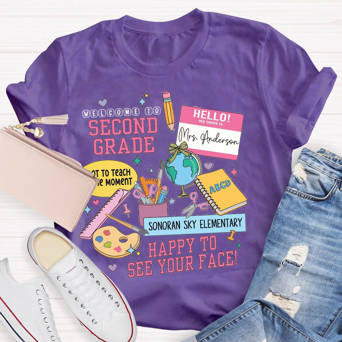 Personalized Grade Vibes And Name T-shirt