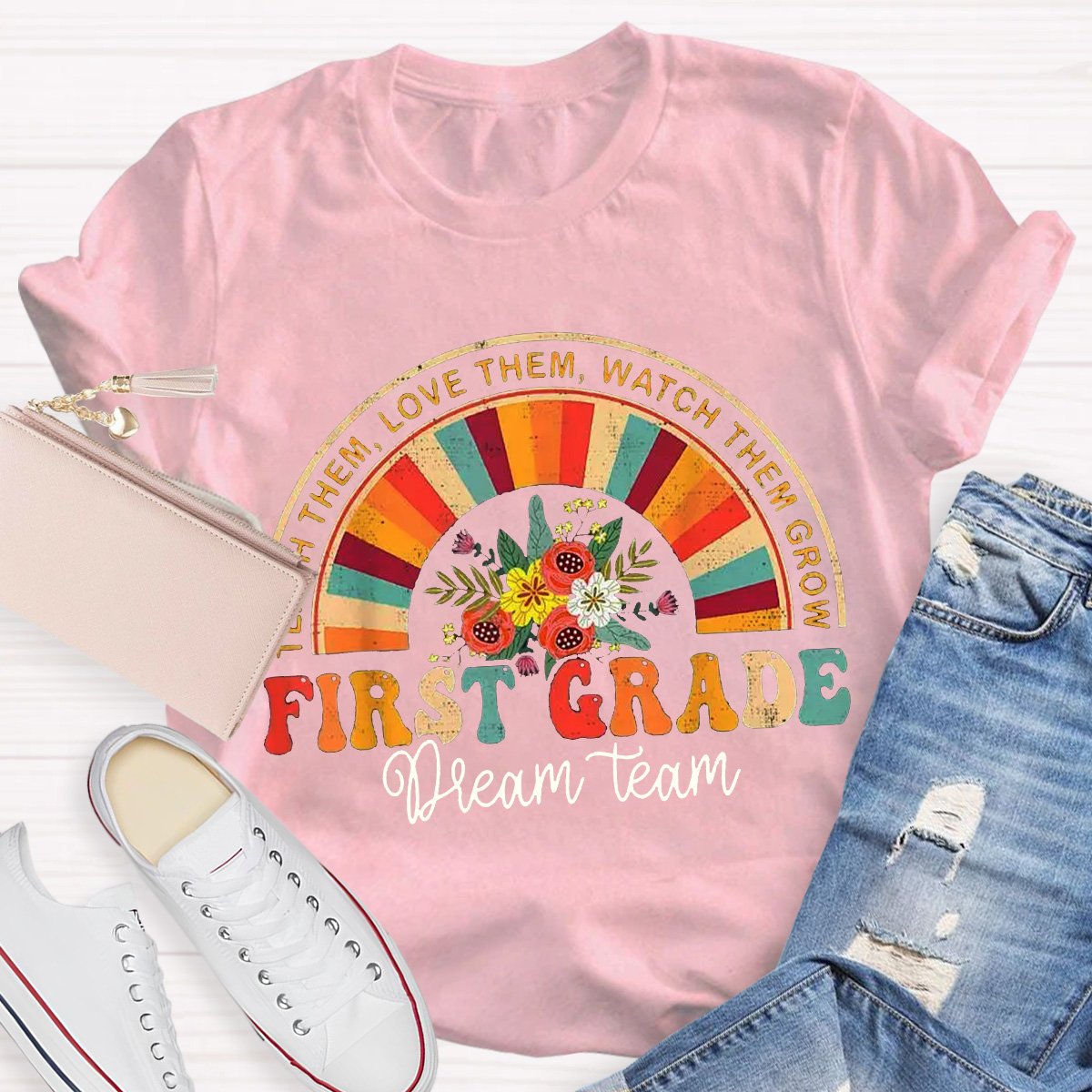 Personalized First Grade Dream Team Teacher Shirt